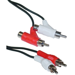 10R1-02506 6ft RCA Audio Piggyback Cable 2 RCA Male to 2 RCA Male + RCA Female Piggyback