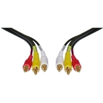 10R3-01103  3ft Stereo/VCR RCA Cable 2 RCA (Audio) + RCA RG59 Video Gold-plated Connectors