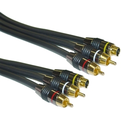 WholesaleCables.com 10S3-33101 1ft Premium Grade S-Video and RCA Stereo Audio Cable MiniDin4 Male and 2 RCA Male