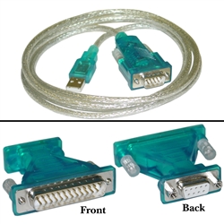 10U1-16106 6ft USB to Serial Adapter Cable with DB9 Female to DB25 Male Adapter USB Type A Male to DB9/DB25 Male