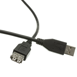WholesaleCables.com 10U2-02110EBK 10ft USB 2.0 Extension Cable Black Type A Male to Type A Female