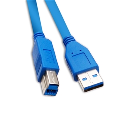 WholesaleCables.com 10U3-02215 15ft USB 3.0 Printer / Device Cable Blue Type A Male to Type B Male