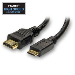 10V3-43106 6ft Mini HDMI Cable High Speed with Ethernet HDMI Male to Mini HDMI Male (Type C)