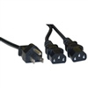 10W1-01206Y 6ft Computer / Monitor Power Y Cord Black NEMA 5-15P to Dual C13 10 Amp UL/CSA rated