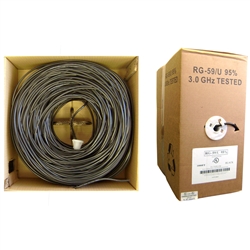 10X3-022TH-20 1000ft Bulk RG59/U Coaxial Cable Black 20 AWG Solid Core Pullbox