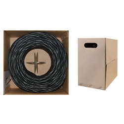 10X6-022TH 1000ft Bulk Cat5e Black Ethernet Cable Solid UTP Pullbox