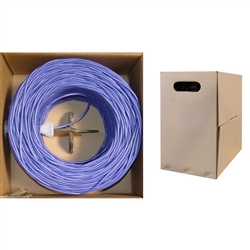 WholesaleCables.com 10X6-041TH 1000ft Bulk Cat5e Purple Ethernet Cable Solid UTP Pullbox