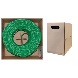 WholesaleCables.com 10X6-051TH 1000ft Bulk Cat5e Green Ethernet Cable Solid UTP (Unshielded Twisted Pair) Pullbox