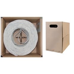 WholesaleCables.com 10X6-091TH 1000ft Bulk Cat5e White Ethernet Cable Solid UTP (Unshielded Twisted Pair) Pullbox