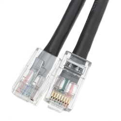 10X6-12200.5 6inch Cat5e Black Ethernet Patch Cable Bootless