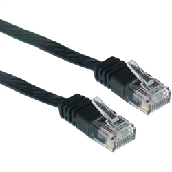 WholesaleCables.com 10X6-62250 50ft Cat5e Black Flat Ethernet Patch Cable 32 AWG