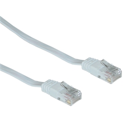 WholesaleCables.com 10X6-69101 1ft Cat5e White Flat Ethernet Patch Cable 32 AWG