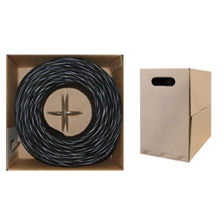 10X8-022TH 1000ft Bulk Cat6 Black Ethernet Cable Solid UTP (Unshielded Twisted Pair) Pullbox