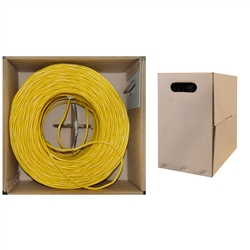 WholesaleCables.com 10X8-081SH 1000ft Bulk Cat6 Yellow Ethernet Cable Stranded UTP (Unshielded Twisted Pair) Pullbox