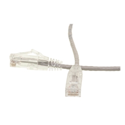 10X8-82120 20ft Slim Cat6 Ethernet Patch Cable, Snagless Boot Gray