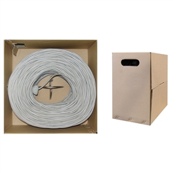 11X6-021TH 1000ft Plenum Cat5e Bulk Cable Gray Solid UTP (Unshielded Twisted Pair) CMP 24 AWG Pullbox