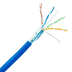 13X6-561NH 1000ft Bulk Shielded Cat6a Blue Ethernet Cable, 10 gig Solid, 500 Mhz, 23 AWG, Spool
