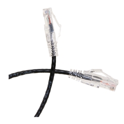 13X6-62200.5  6inch  Slim Cat6a Black 10Gbit Copper Ethernet Cable  500 MHz