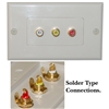 WholesaleCables.com 200-260WH Wall Plate White 3 Gold Plated RCA Female to Solder Type (Red White and Yellow)