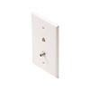 301-02100 Satellite Wall Plate White F-pin Connector and Telephone Jack