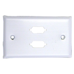 301-2-9 Wall Plate White 2 Port DB9 / HD15 (VGA) Single Gang Painted Stainless Steel