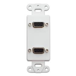 301-2004 Decora Wall Plate Insert White Dual VGA Couplers HD15 Female