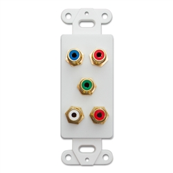 WholesaleCables.com 301-5001 Decora Wall Plate Insert White 5 RCA Couplers (Component Red Green Blue (Y/Pr/Pb) + Red/White) RCA Female