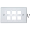 WholesaleCables.com 301-6K-W Keystone Wall Plate White 6 Hole Single Gang