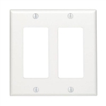 WholesaleCables.com 302-2-W Decora Wall Plate White 2 Hole Dual Gang