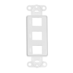 WholesaleCables.com 302-3D-W Decora Wall Plate Insert White 3 Hole for Keystone Jack