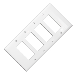 WholesaleCables.com 302-4-W Wall Plate White Blank Decora Four Gang