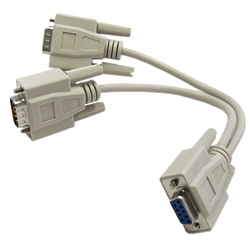 30D1-27308  8inch DB9 Serial Y adapter DB9 Female to Dual DB9 Male