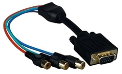 30H1-50200BK 1ft Black VGA to Component Video Adapter  HD15 Male to 3 x RCA Female (RGB)