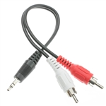 WholesaleCables.com 30S1-01160 6inch 3.5mm Stereo to Dual RCA Audio Adapter Cable 3.5mm Male to Dual RCA Male (Red/White)