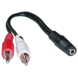 30S1-01260 6inch 3.5mm Stereo to Dual RCA Audio Adapter Cable 3.5mm Female to Dual RCA Male (Red/White)