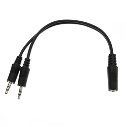30S1-35260 6inch 3.5mm Stereo Y Cable 3.5mm Stereo Female to Dual 3.5mm Stereo Male