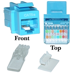 WholesaleCables.com 311-120BL Cat5e Keystone Jack Blue Toolless RJ45 Female