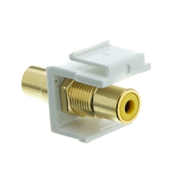 324-120WY Keystone Insert White RCA Female Coupler (Yellow RCA)