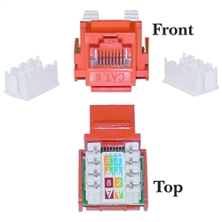 WholesaleCables.com 326-120OR Cat6 Keystone Jack Orange RJ45 Female to 110 Punch Down