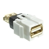 333-120 Keystone Insert White USB 2.0 Type A Female Coupler Gold Plated