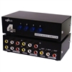 WholesaleCables.com 40R4-13400 Audio/Video RCA Selector Switch 4 way Output 3 RCA Composite Video and Audio Female Input 4 Sets of 3 RCA Composite Video and Audio Female