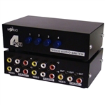 WholesaleCables.com 40R4-13400 Audio/Video RCA Selector Switch 4 way Output 3 RCA Composite Video and Audio Female Input 4 Sets of 3 RCA Composite Video and Audio Female
