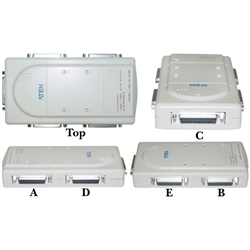 WholesaleCables.com 41C1-14400 PC / Printer Switch Box 4 PC share 1 Printer or 1 PC Share 4 Printer Quad DB25 (IEEE-1284) to DB25 (IEEE-1284)