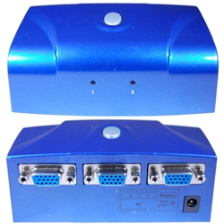 42H1-412VS Electronic VGA Switch Box Blue 2 PC to 1 Monitor VGA / HD15