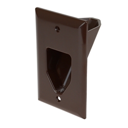 45-0001-BR 1-Gang Recessed Low Voltage Cable Plate Brown