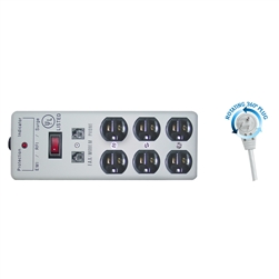 WholesaleCables.com 51W1-08206 6ft Surge Protector 6 Outlet 3 MOV EMI & RFI Modem Protector Power Cord