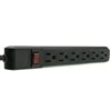 51W1-12210 10ft 6 Outlet Black Surge Protector with Horizontal Outlets, Flat Rotating Plug power cord