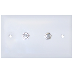 ASF-20252WH TV Wall Plate with 2 F-pin Couplers White