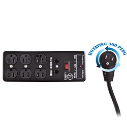 C2006 10ft Comzon 6-Outlet Surge Protector w/ Flat Rotating Plug