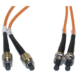 WholesaleCables.com FCST-11101 1meter  3.3ft Fiber Optic Cable FC / ST Multimode Duplex 62.5/125